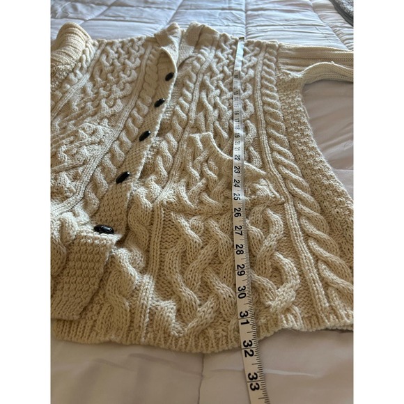 Aran Crafts 50th Anniversary Special Edition Alpaca Merino Wool Cardigan L Cream - Picture 9 of 9